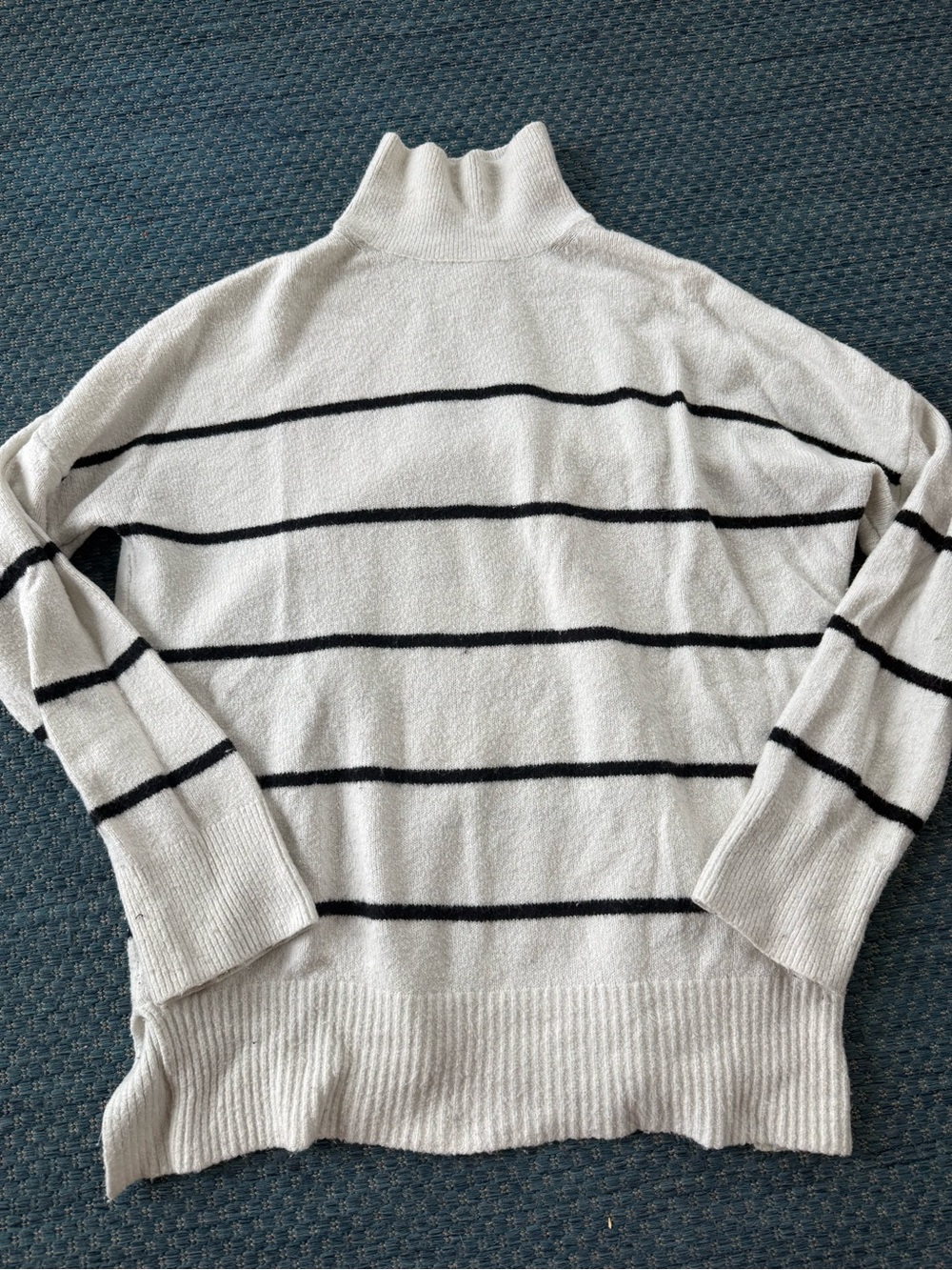 Abercrombie & Fitch Cream Turtleneck Sweater with Black Stripes